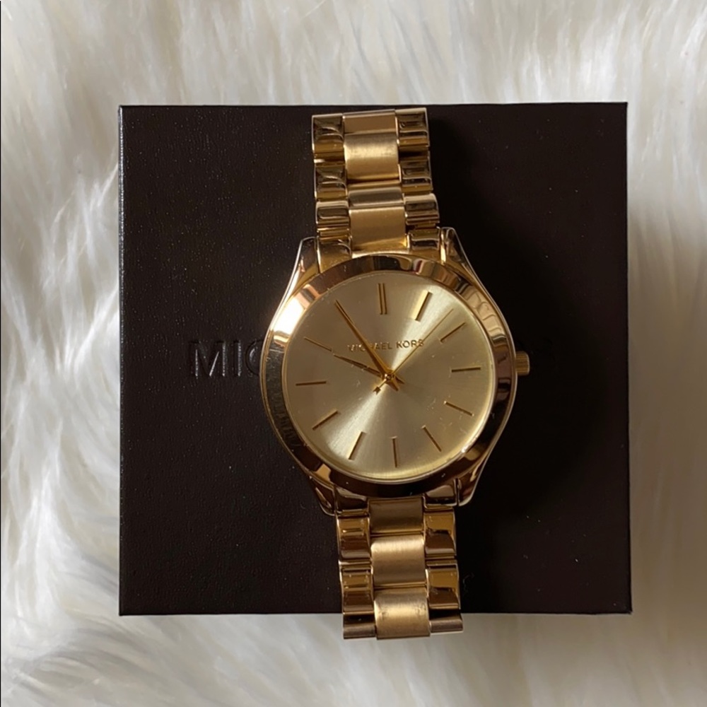 NWT Michael Kors Slim Runway Gold-Tone Watch 💫